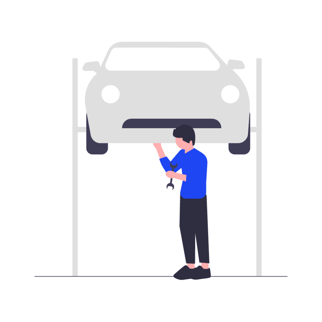 A mechanic maintaining a customer vehicle